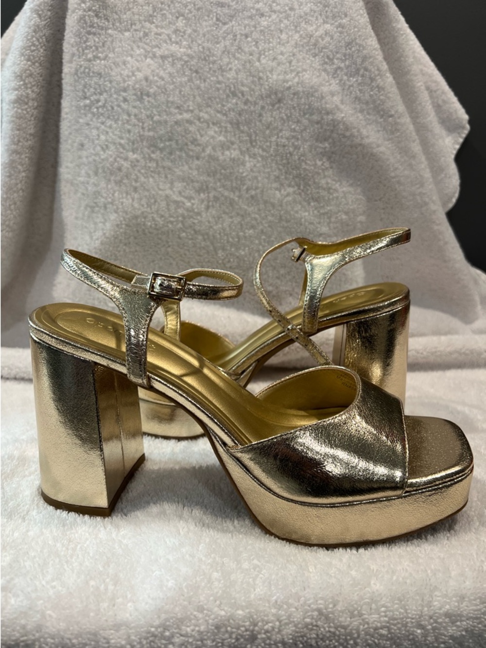 Nordstrom Metallic Gold Platform Block Heel Sandals - NEVER WORN